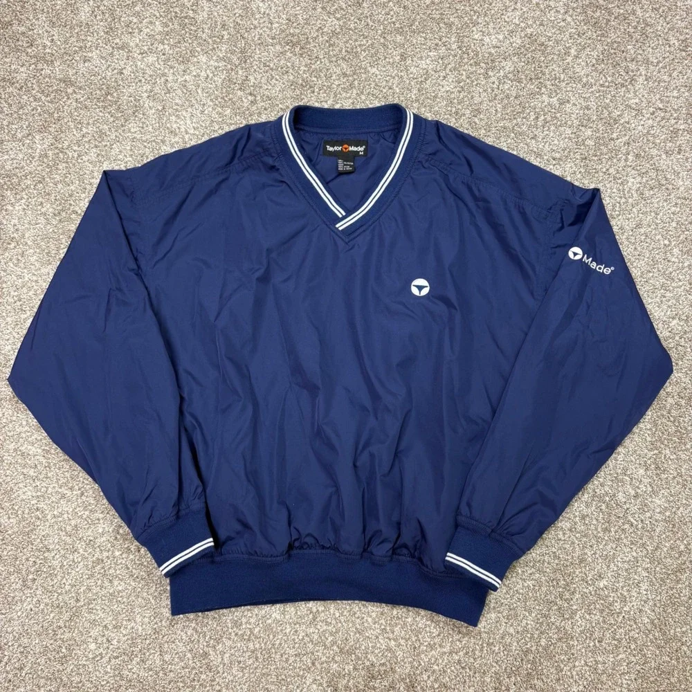 Vintage TaylorMade Windbreaker Pullover Mens Medium Navy Blue Golf Jacket